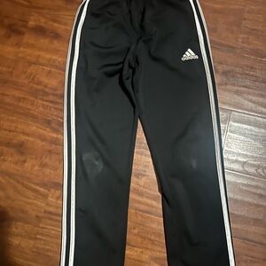 Adidas Kids Black Joggers with White Stripes